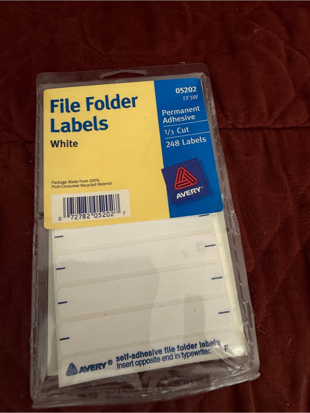 Avery White File Folder Labels - 248 Permanent Adhesive